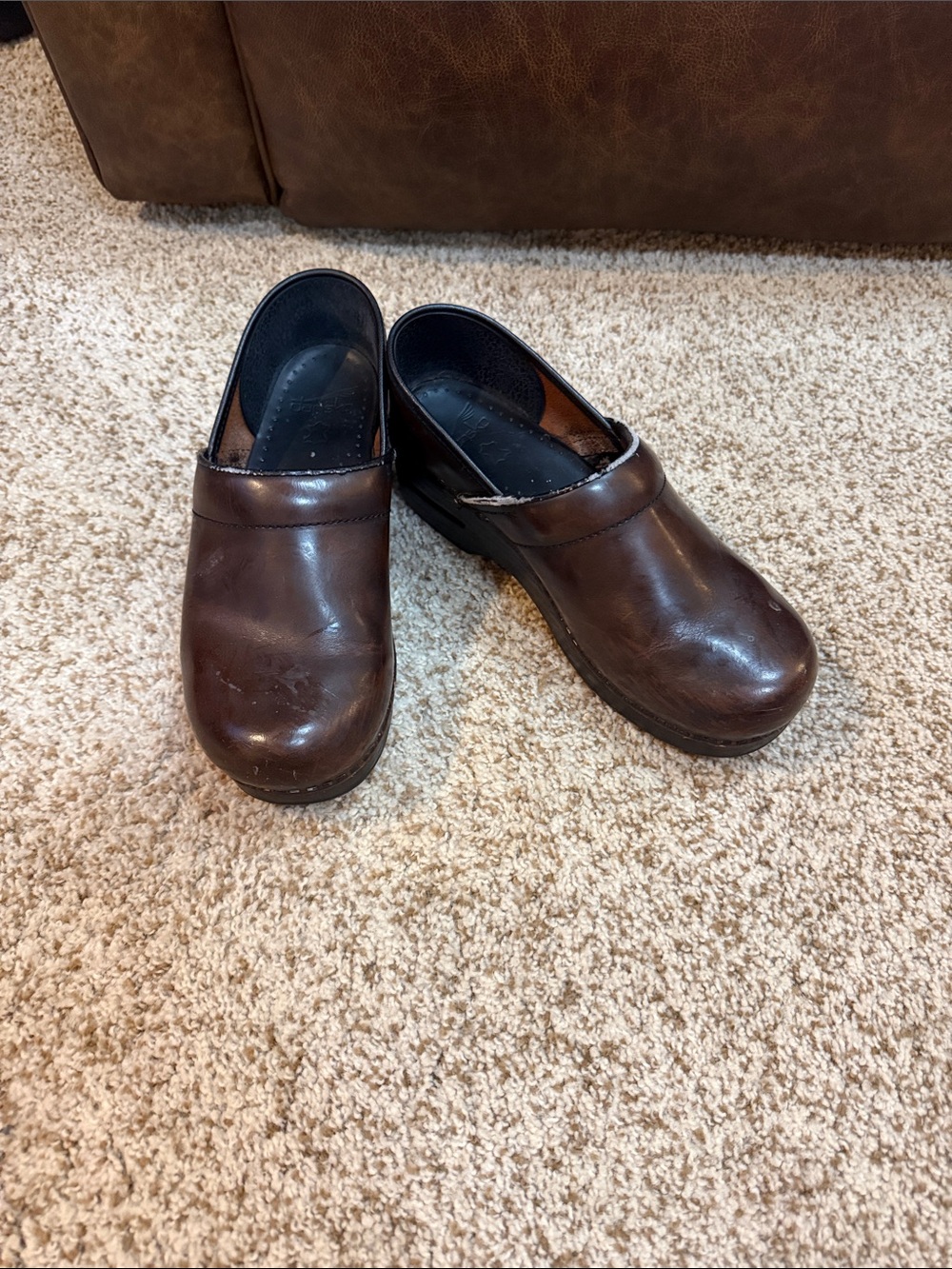 Dansko Women's Brown Leather Slip-On Clogs